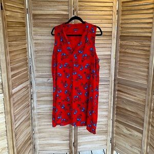 (L) Red and blue floral pattern Vince Camuto dress office dress